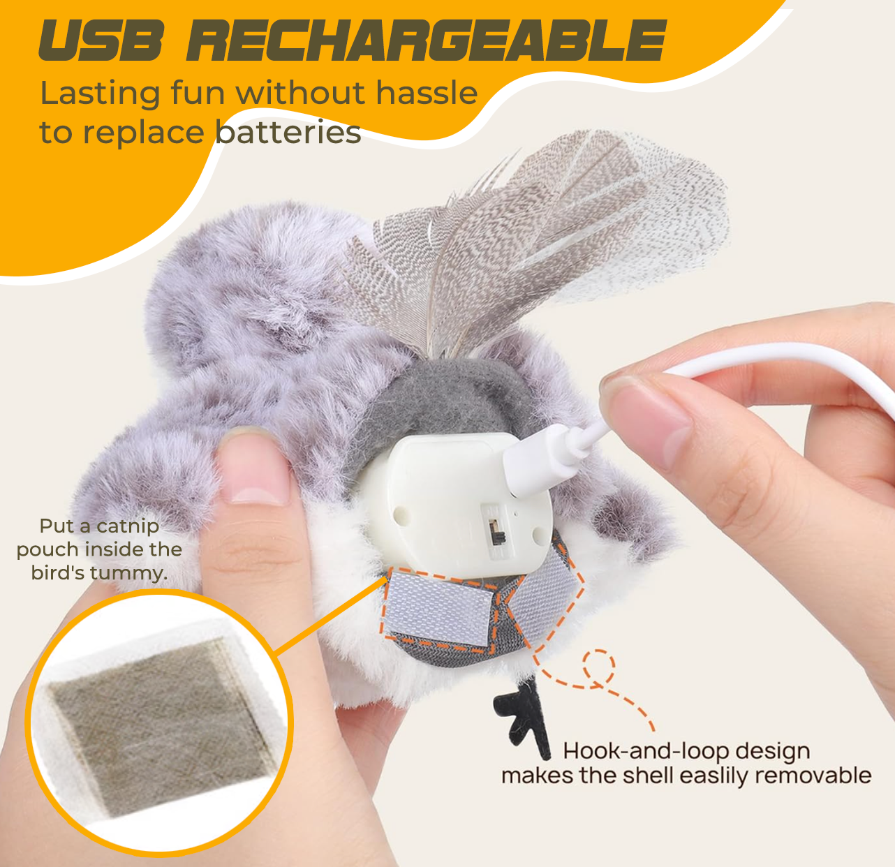 Playtrixlab® Flapping Bird Cat Toy