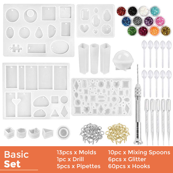 Playtrixlab® 141pcs Resin Silicone Molds DIY Kit