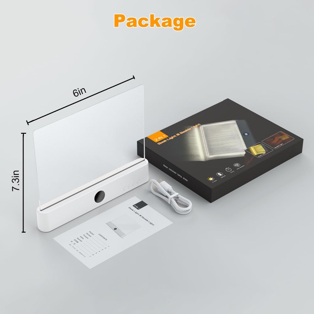 PlaytrixlabĀ® Clear LED Panel Plate Reading Book LightšFull Page Light for Reading in Bed at Night