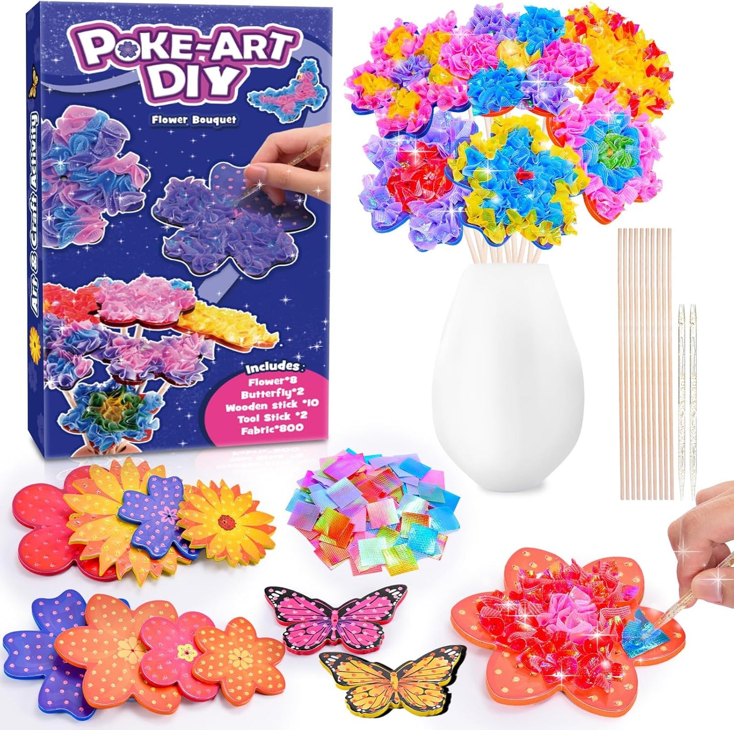 Playtrixlab® Poke-in Art Craft Set 🌺 Mess-Free Activity for Kids 👧👦