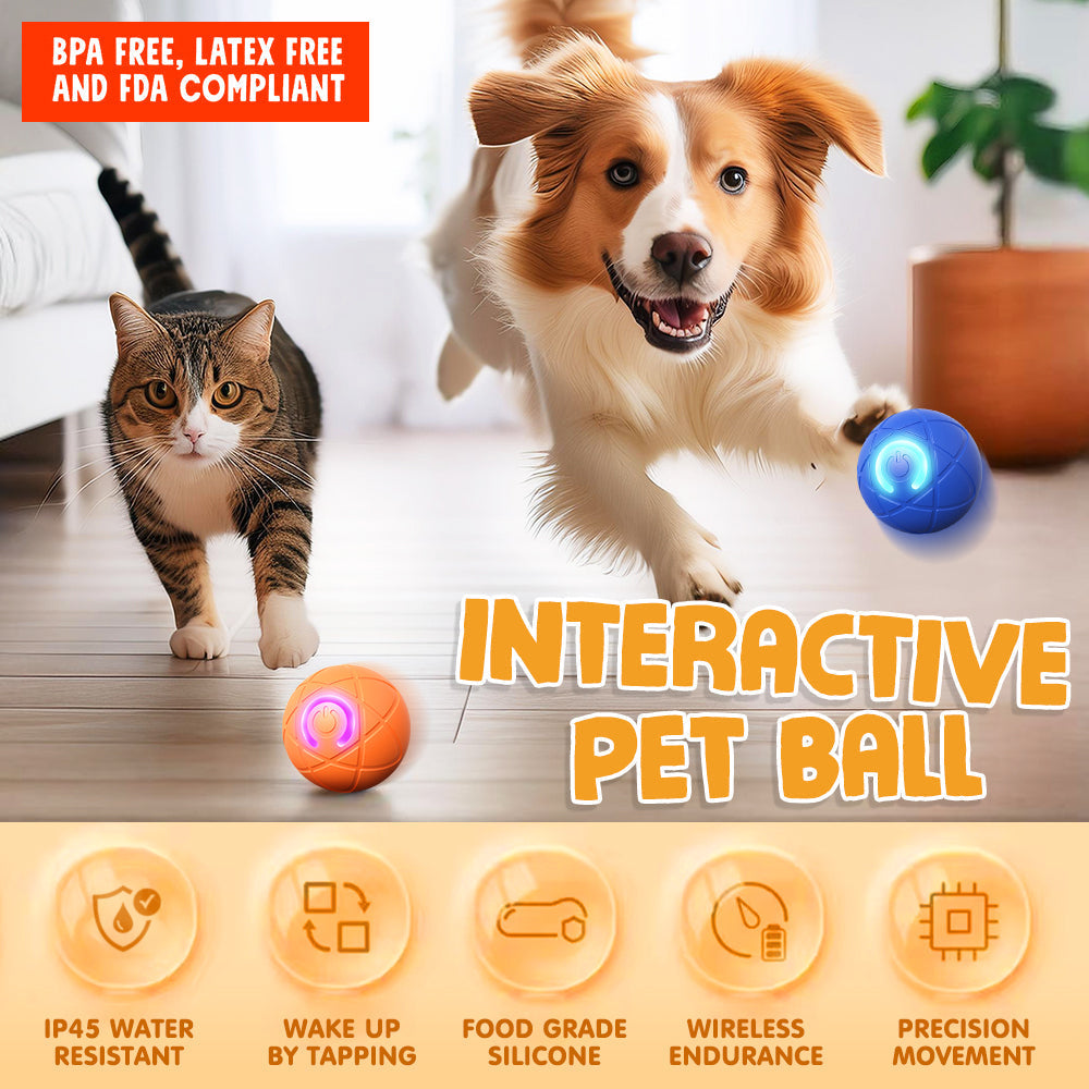 Playtrixlab® Interactive Pet Toys for Dog & Cat Durable Automatic Bouncing & Rolling Ball