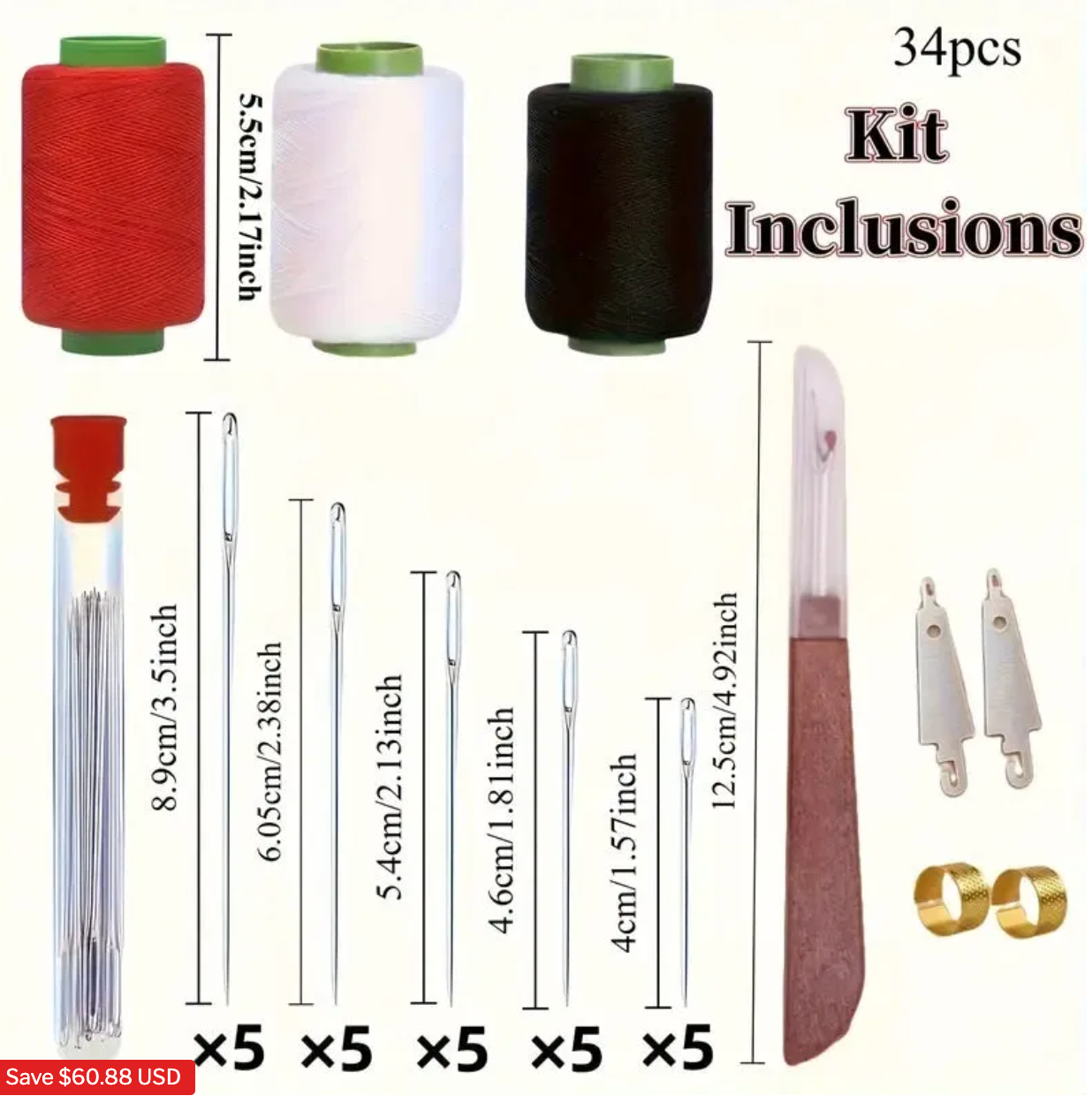 🎄Christmas-Sale 49%Off❤Playtrixlab® 34PCS Big Eye Steel Needles Set