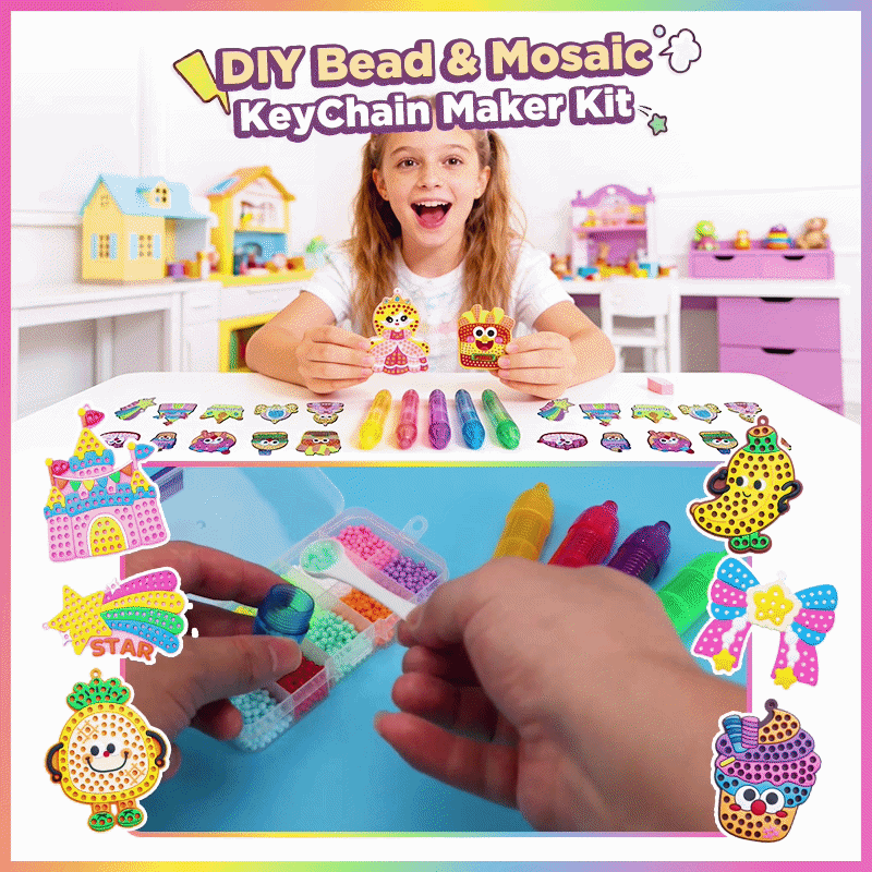 Playtrixlab® PopArt DIY Bead & Mosaic Keychain Maker Kit