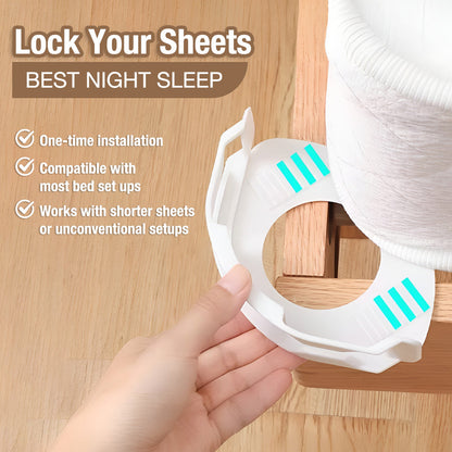 Playtrixlab® Precision Fit Bed Sheet Holders Firm Sheet Grip with White Strips