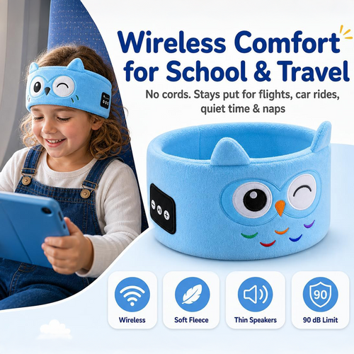 Playtrixlab® OwlNite Kids 2-in-1 Sleep Mask & Headband