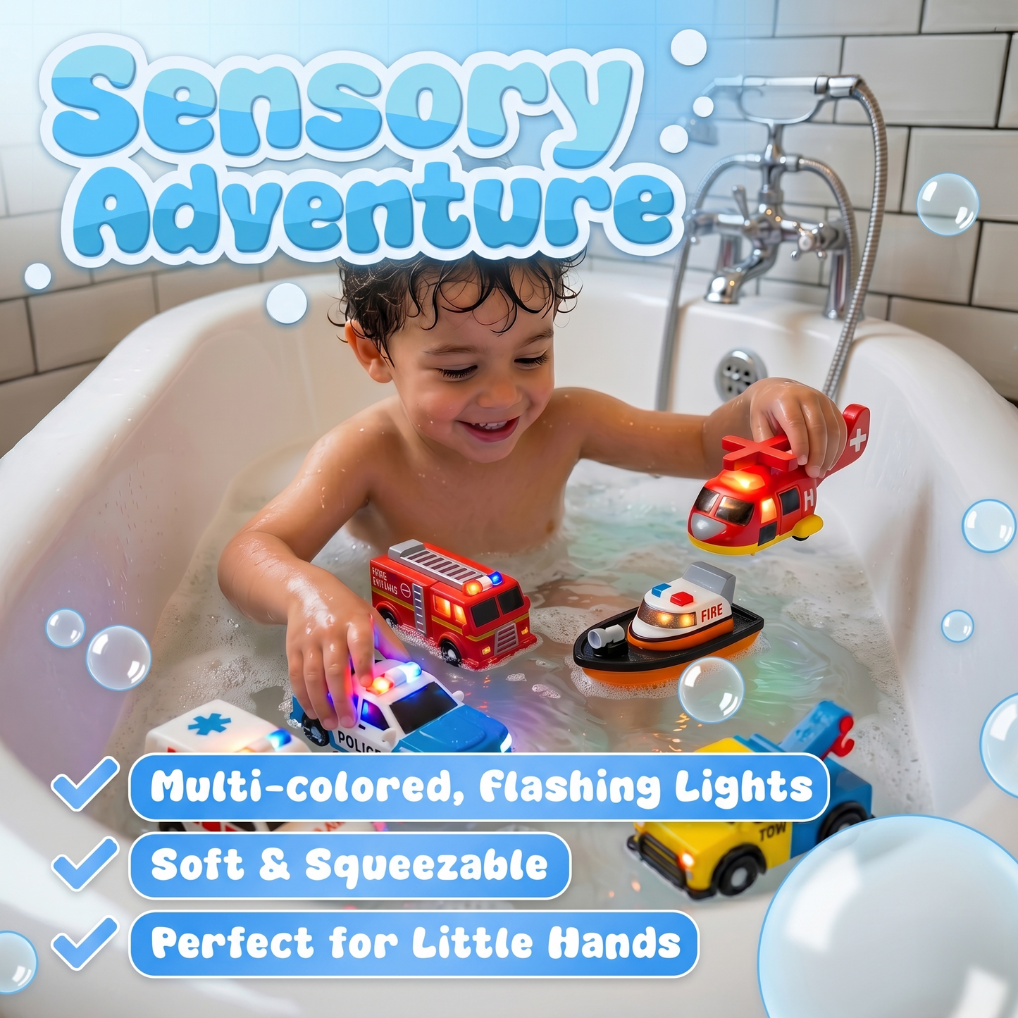 ⭐️Playtrixlab® Glow-Squad Water Activated Flashing Light Up Bath Toys