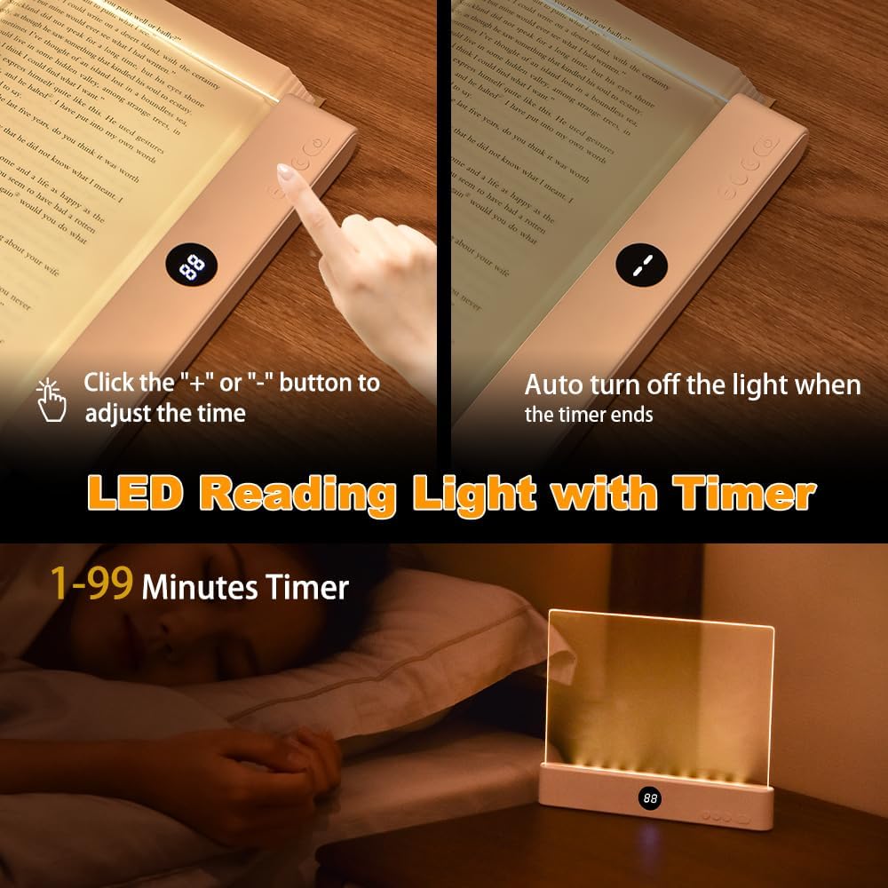 Playtrixlab® Clear LED Panel Plate Reading Book Light📖Full Page Light for Reading in Bed at Night