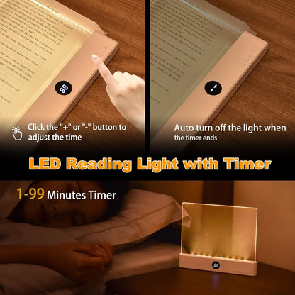 Playtrixlab® Clear LED Panel Plate Reading Book Light📖Full Page Light for Reading in Bed at Night