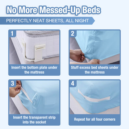 Playtrixlab® MinimalFit Firm Bed Sheet Adjustable Holders with Invisible Strips