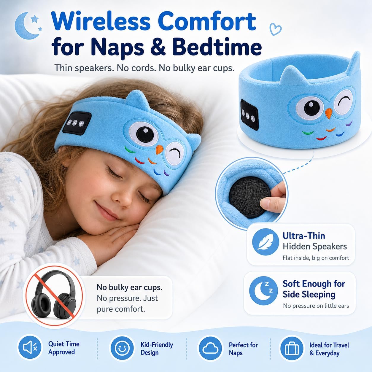 Playtrixlab® OwlNite Kids 2-in-1 Sleep Mask & Headband