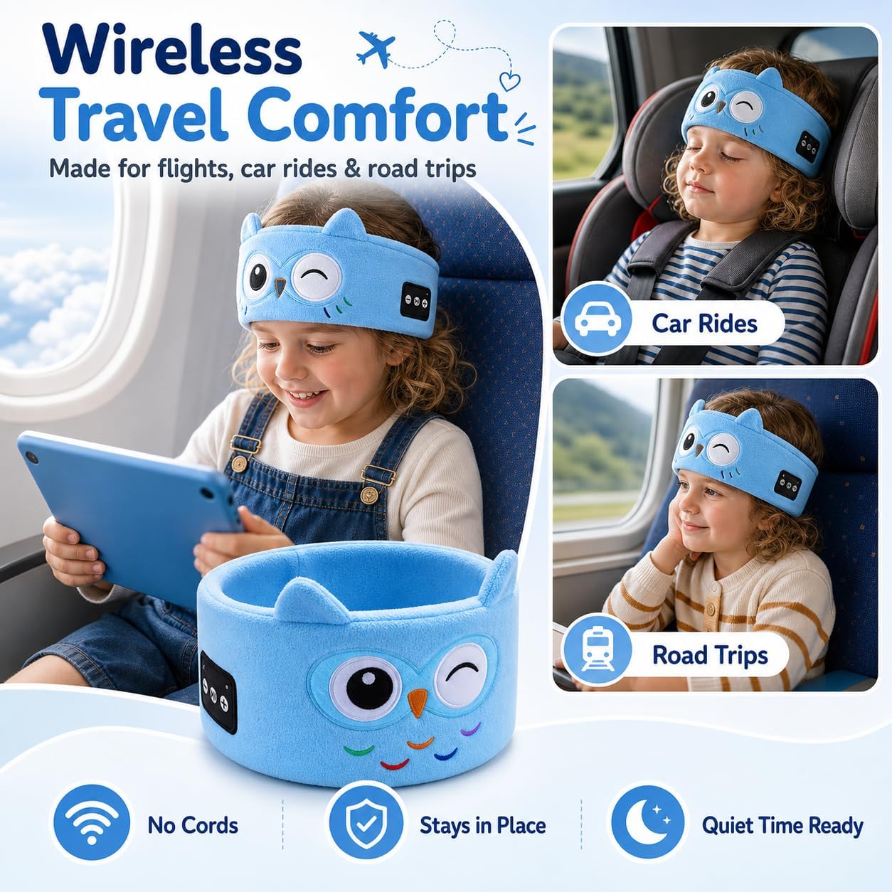 Playtrixlab® OwlNite Kids 2-in-1 Sleep Mask & Headband