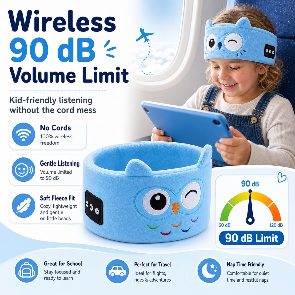 Playtrixlab® OwlNite Kids 2-in-1 Sleep Mask & Headband