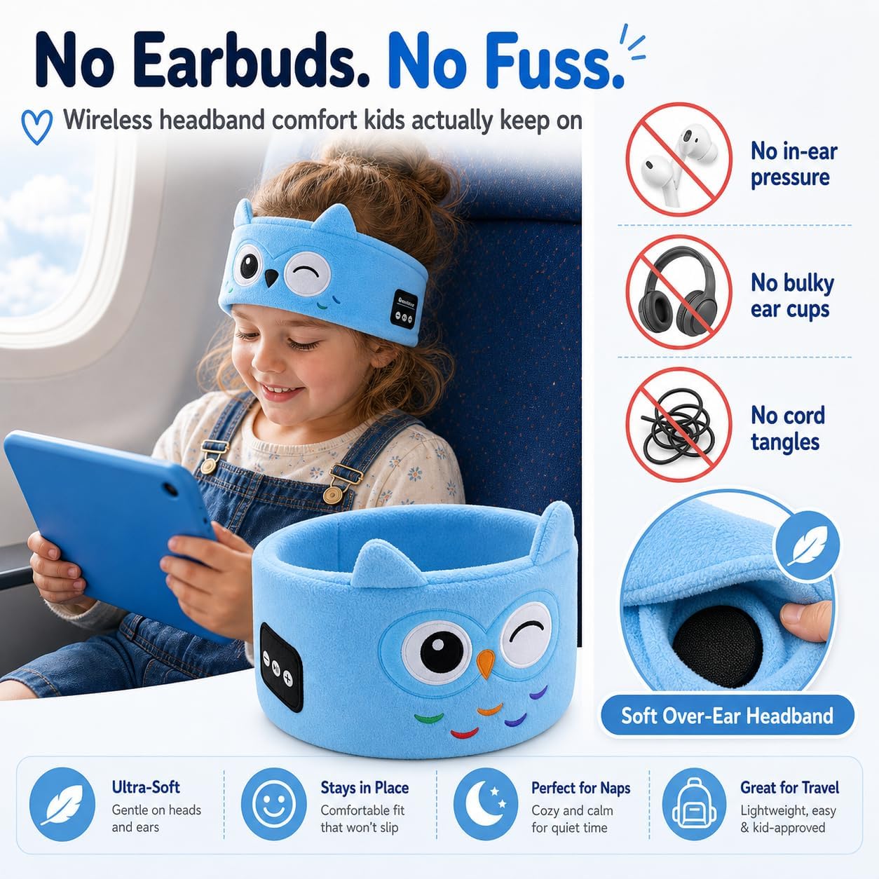 Playtrixlab® OwlNite Kids 2-in-1 Sleep Mask & Headband