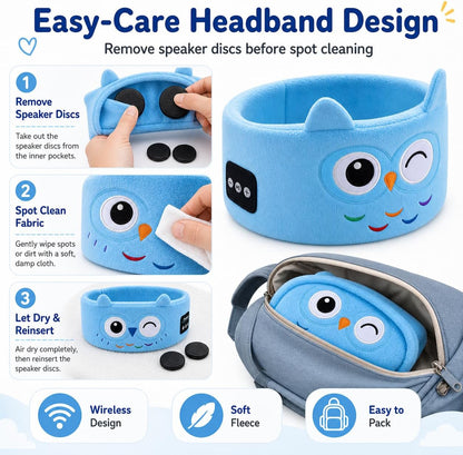 Playtrixlab® OwlNite Kids 2-in-1 Sleep Mask & Headband