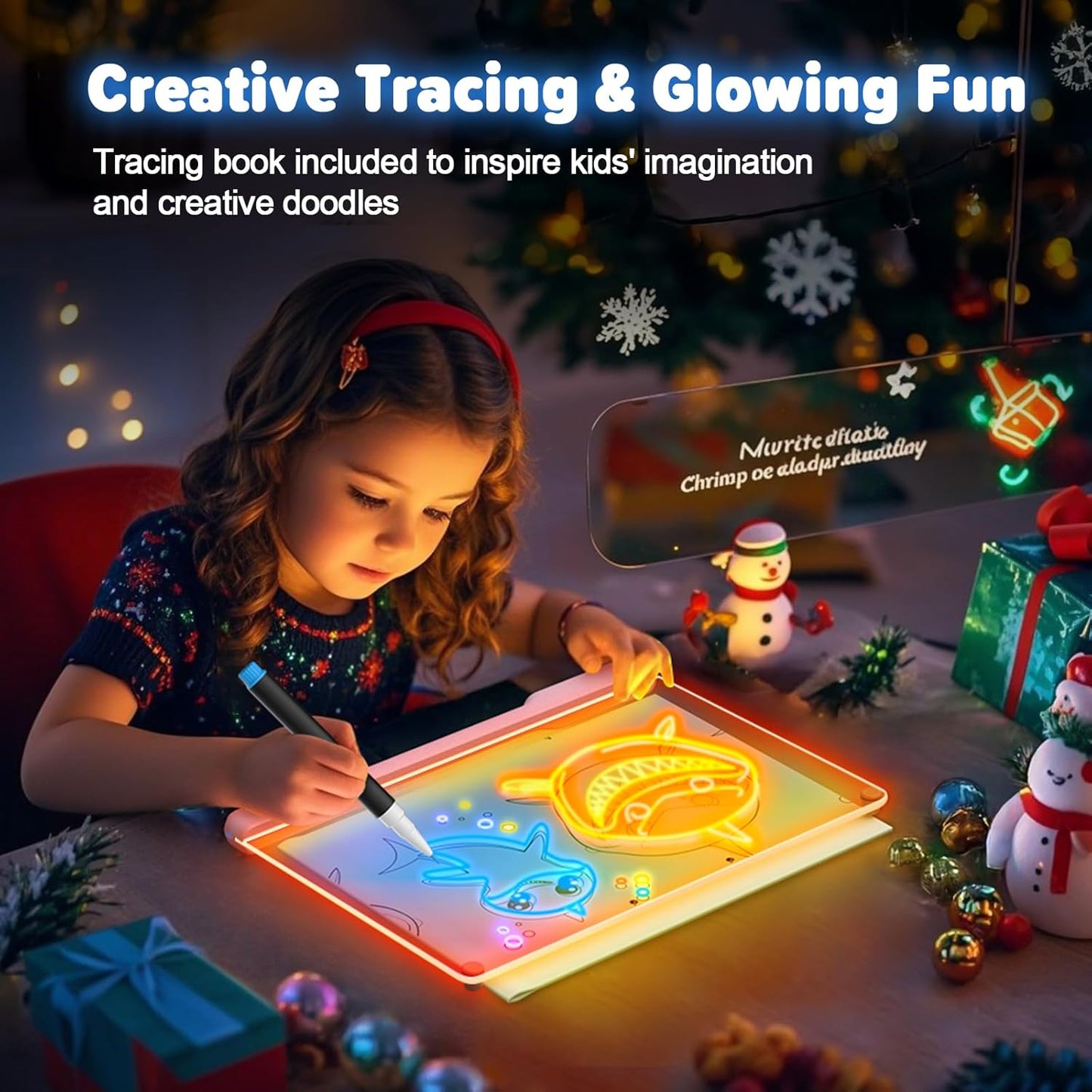 Playtrixlab® Neon Glow Drawing Board 💡