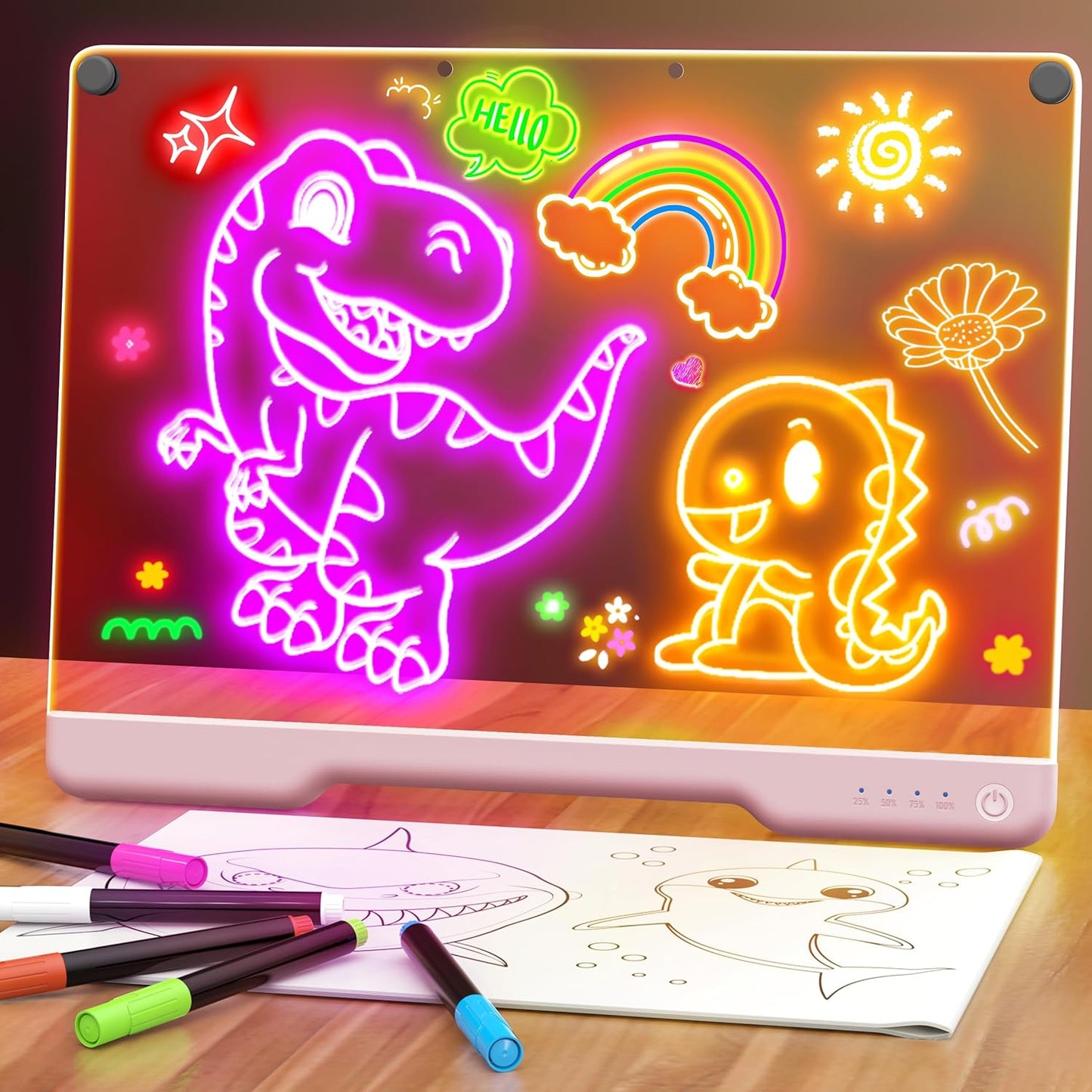 Playtrixlab® Neon Glow Drawing Board 💡