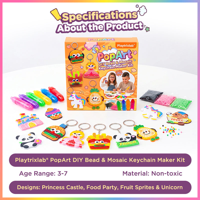Playtrixlab® PopArt DIY Bead & Mosaic Keychain Maker Kit
