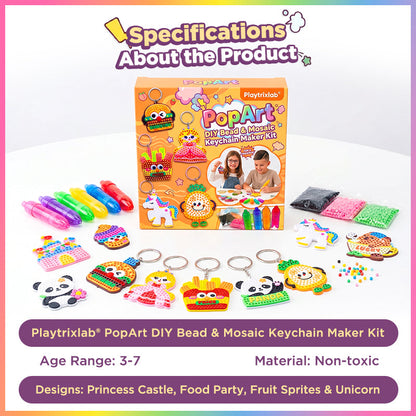 Playtrixlab® PopArt DIY Bead & Mosaic Keychain Maker Kit