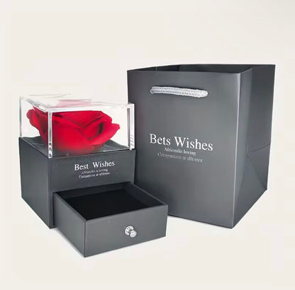 Playtrixlab® Heart Pendant Necklace & Rose Gift Box Set – Romantic Gift for Her 🌹Rose + Gift Bag + Card