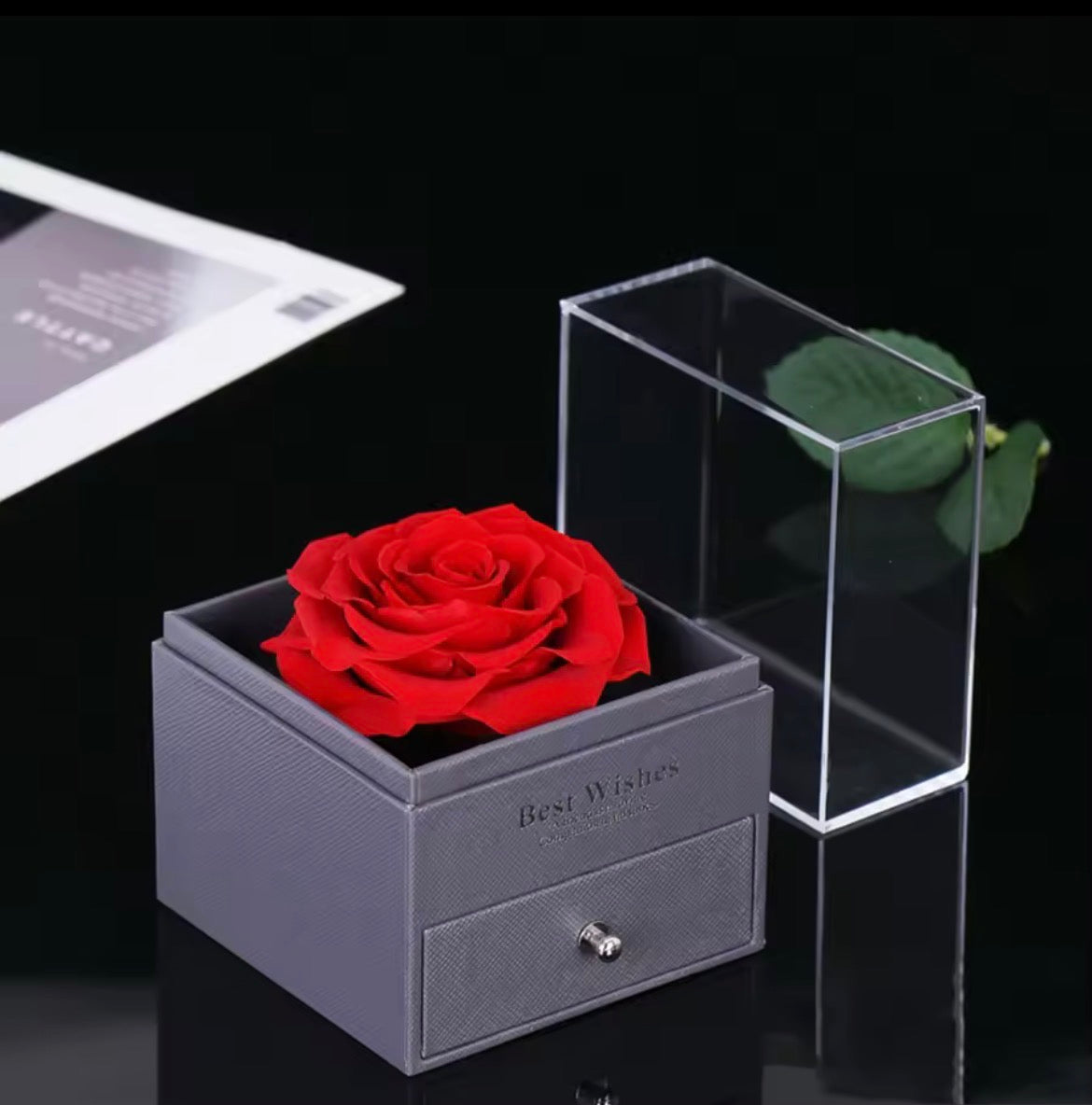 Playtrixlab® Heart Pendant Necklace & Rose Gift Box Set – Romantic Gift for Her 🌹Rose + Gift Bag + Card