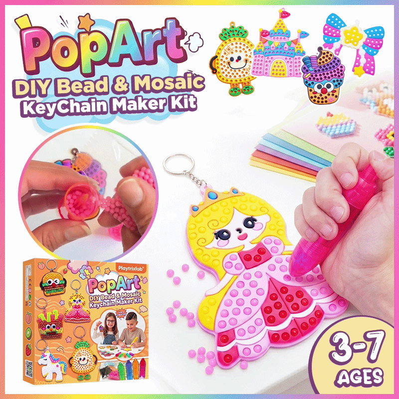 Playtrixlab® PopArt DIY Bead & Mosaic Keychain Maker Kit