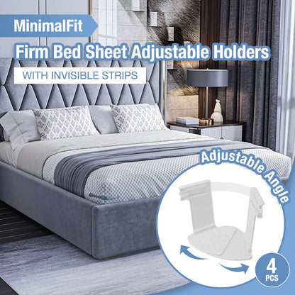 Playtrixlab® MinimalFit Firm Bed Sheet Adjustable Holders with Invisible Strips