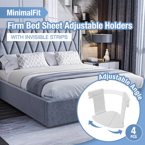 Playtrixlab® MinimalFit Firm Bed Sheet Adjustable Holders with Invisible Strips