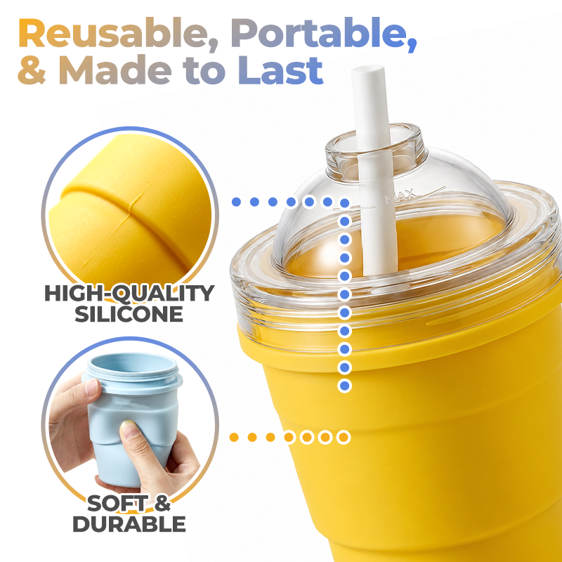Playtrixlab® Foldable Silicone Cup With Ice Ball Mold🧊
