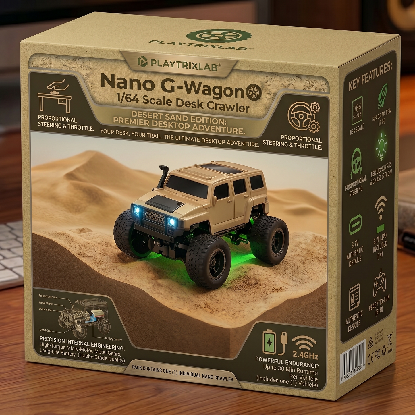 Playtrixlab® Nano G-Wagon🛞1/64 Scale Desk Crawler