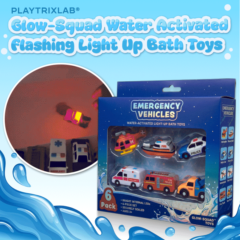 ⭐️Playtrixlab® Glow-Squad Water Activated Flashing Light Up Bath Toys