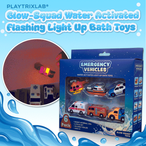 ⭐️Playtrixlab® Glow-Squad Water Activated Flashing Light Up Bath Toys