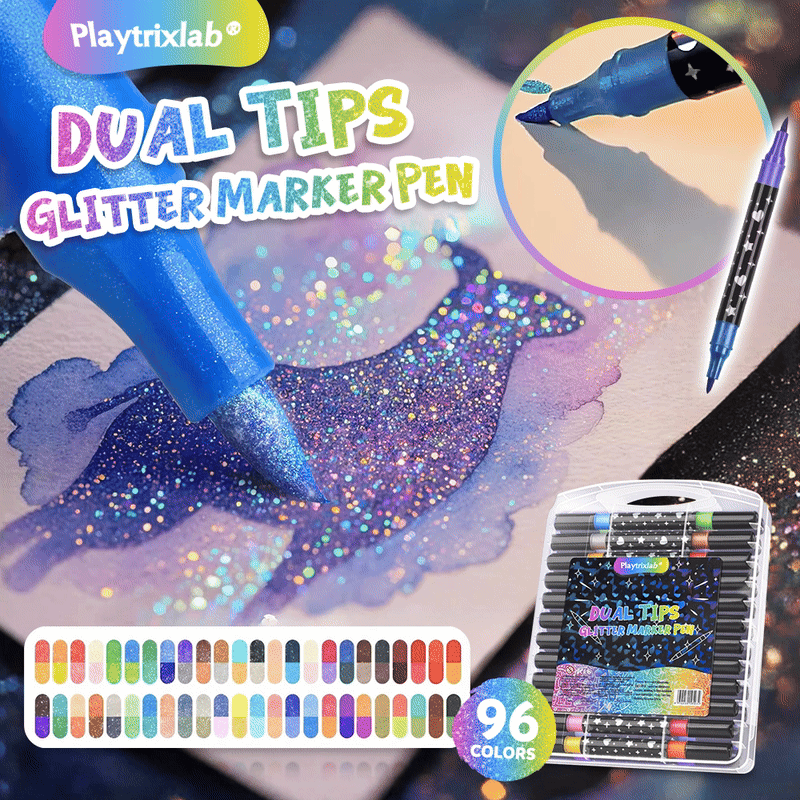 Playtrixlab® Dual Tips Glitter Marker Pen