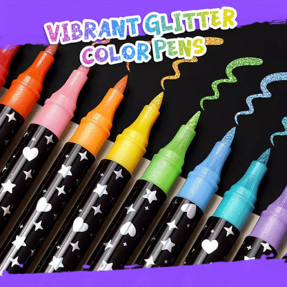Playtrixlab® Dual Tips Glitter Marker Pen