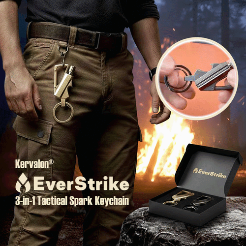Playtrixlab® EverStrike 3-in-1 Tactical Spark Keychain
