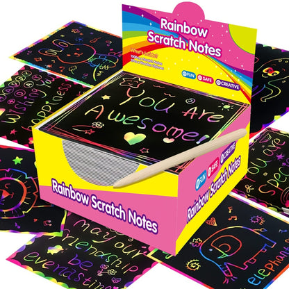 Playtrixlab® Rainbow Scratch Notes (50/100/150PCS)
