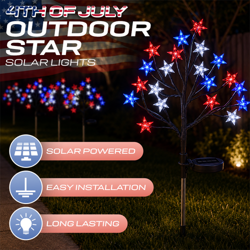 Playtrixlab® 4th of July🇺🇸Outdoor Star Solar Lights