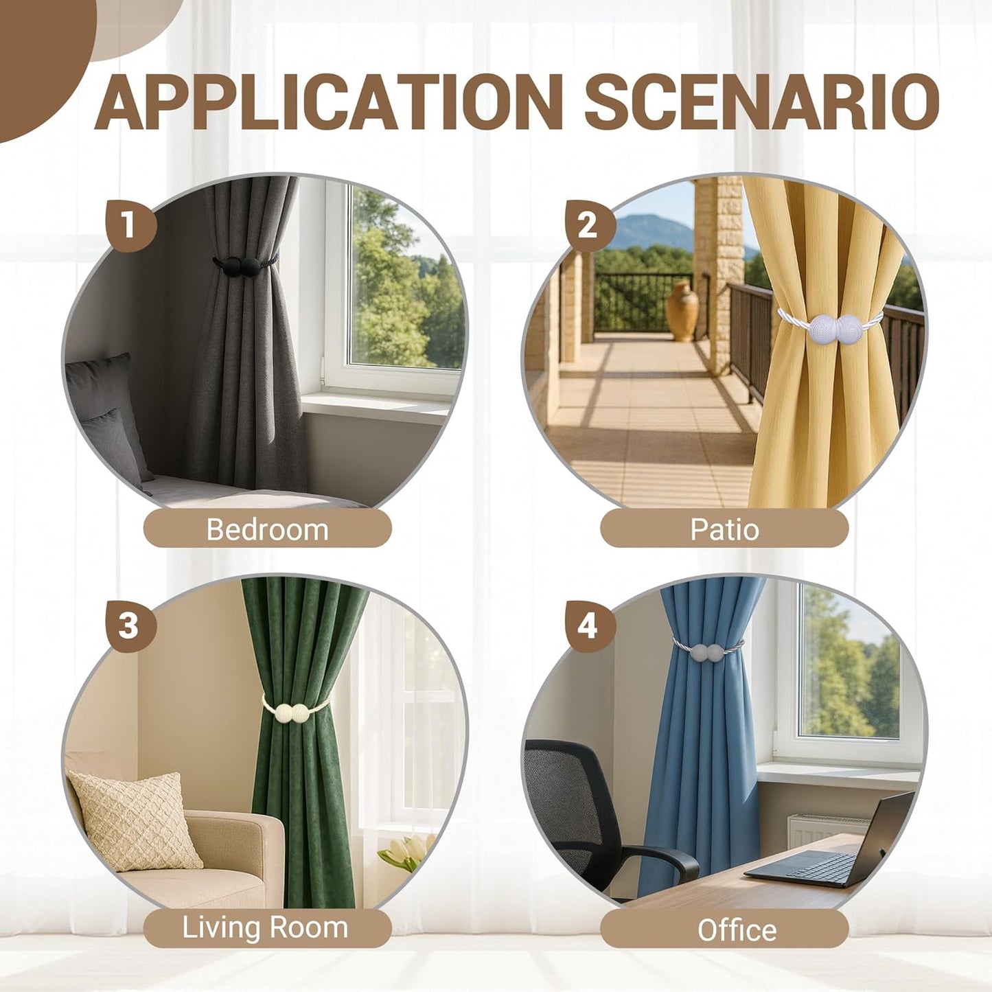 Playtrixlab® Magnetic Curtain Tiebacks