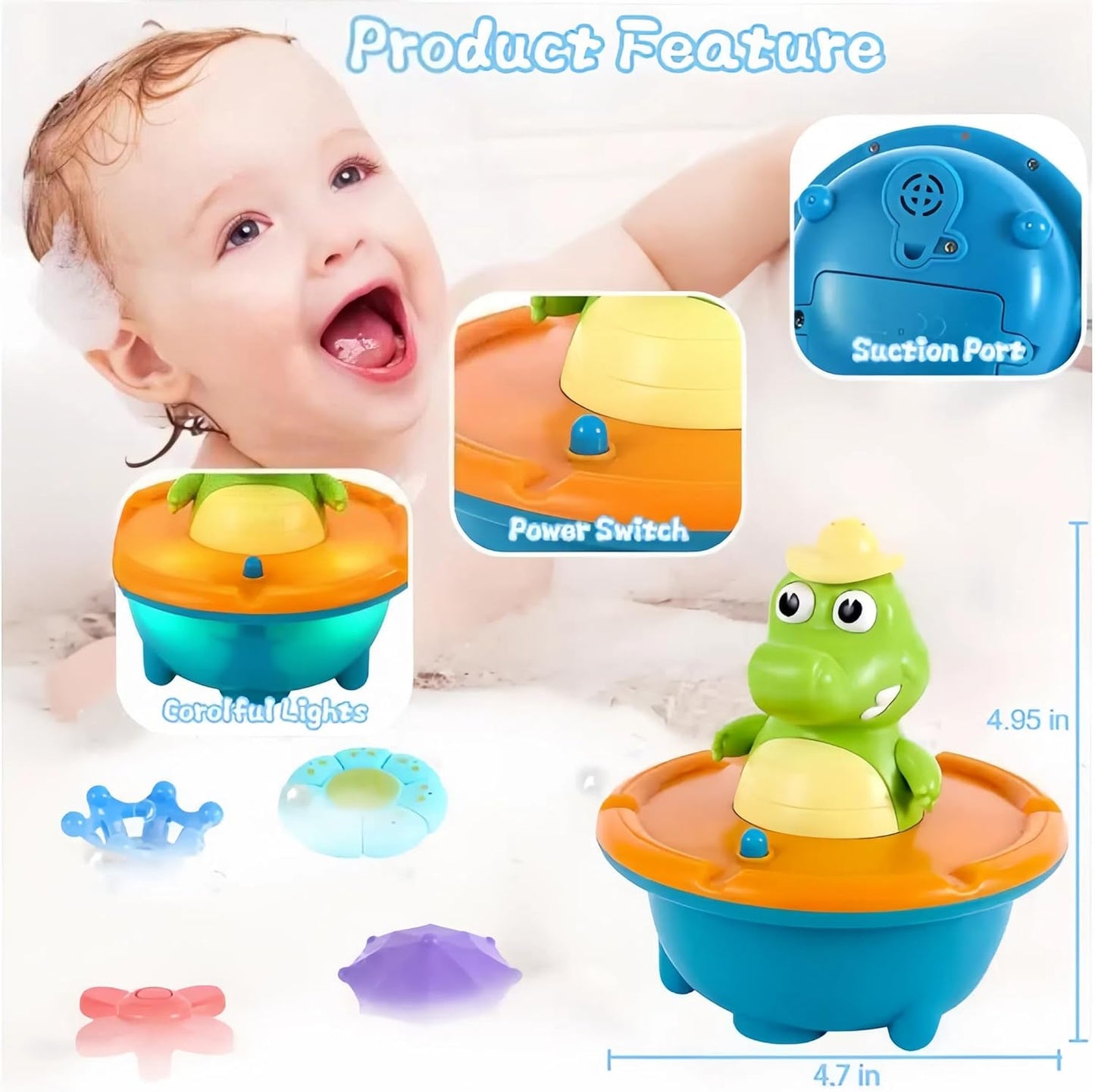 Playtrixlab® Froggle Spinning Bath Toy