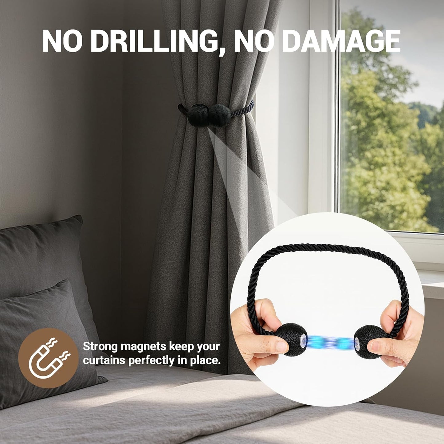 Playtrixlab® Magnetic Curtain Tiebacks