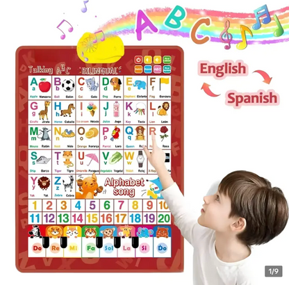 Playtrixlab® Kids' English-Spanish Alphabet Poster with Interactive Talking Alphabet & Number Chart