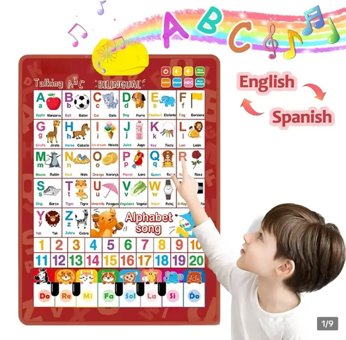 Playtrixlab® Kids' English-Spanish Alphabet Poster with Interactive Talking Alphabet & Number Chart