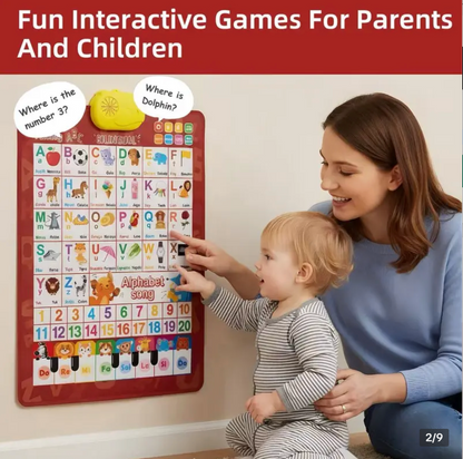 Playtrixlab® Kids' English-Spanish Alphabet Poster with Interactive Talking Alphabet & Number Chart