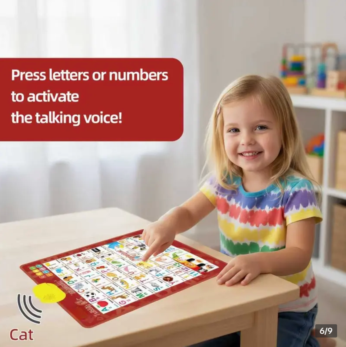 Playtrixlab® Kids' English-Spanish Alphabet Poster with Interactive Talking Alphabet & Number Chart