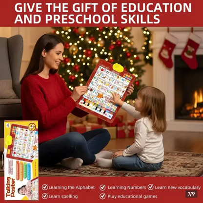 Playtrixlab® Kids' English-Spanish Alphabet Poster with Interactive Talking Alphabet & Number Chart