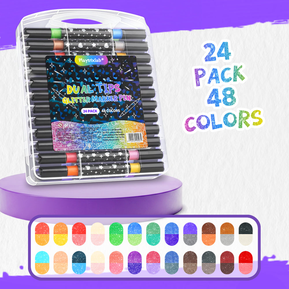 Playtrixlab® Dual Tips Glitter Marker Pen