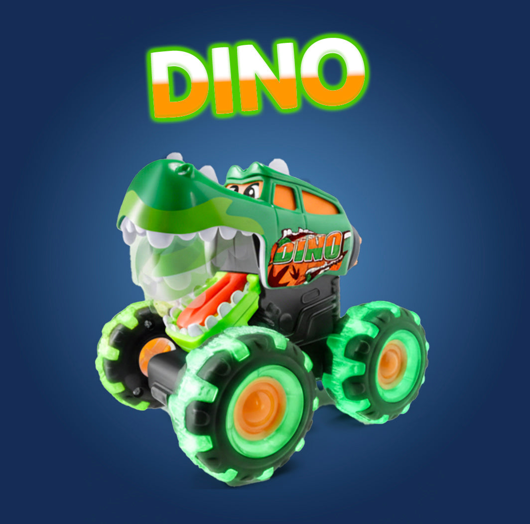 Playtrixlab® Glow-Chomp Monster Trucks: Press-and-Go Light Up Toy Cars