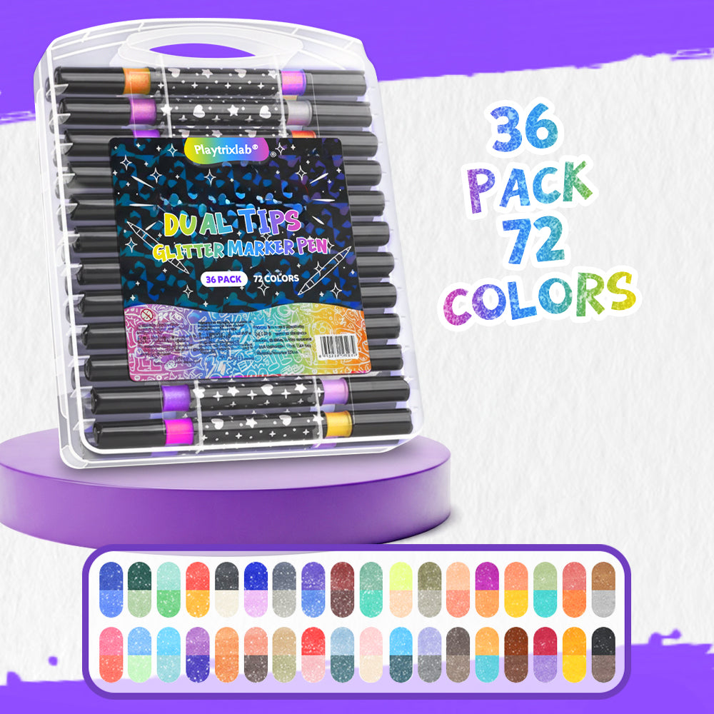 Playtrixlab® Dual Tips Glitter Marker Pen