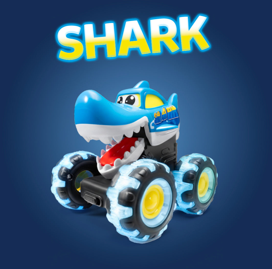 Playtrixlab® Glow-Chomp Monster Trucks: Press-and-Go Light Up Toy Cars