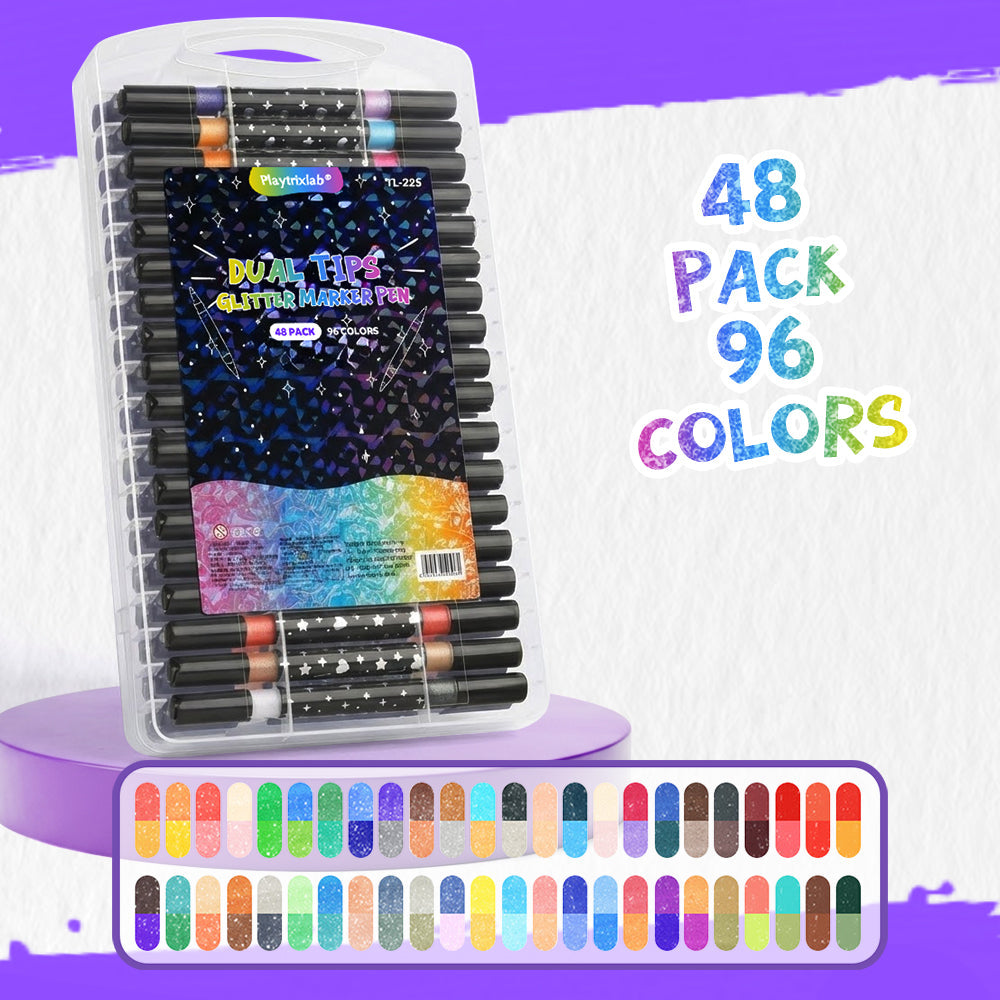 Playtrixlab® Dual Tips Glitter Marker Pen