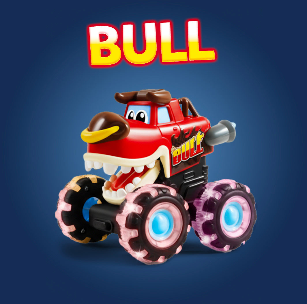 Playtrixlab® Glow-Chomp Monster Trucks: Press-and-Go Light Up Toy Cars